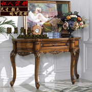 美式实木玄关桌门厅桌，高端复古雕花入户半圆靠墙桌客厅装饰桌定制