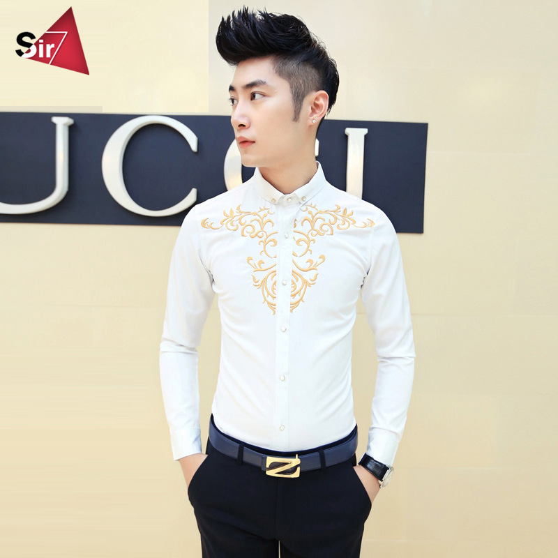 Sir7中国风衬衣修身型男士保暖衬衫伴郎长袖免烫衬衫男寸衫白衬衫