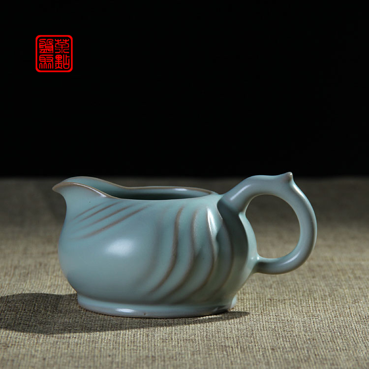 盘茶聚点新品特惠台湾汝窑公道杯正品汝瓷茗水开片茶海茶具公道杯