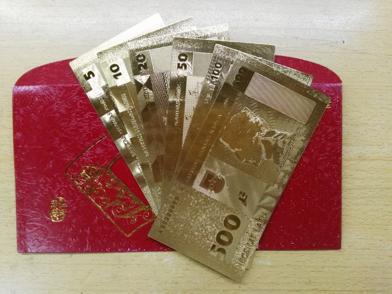 猴年黄金纪念钞工艺品金箔金条百元金箔钞票红