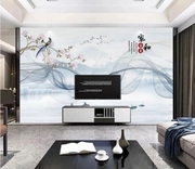 高档壁品新中式客厅电视m背景墙壁纸壁布3d体立水墨山水新画8d影