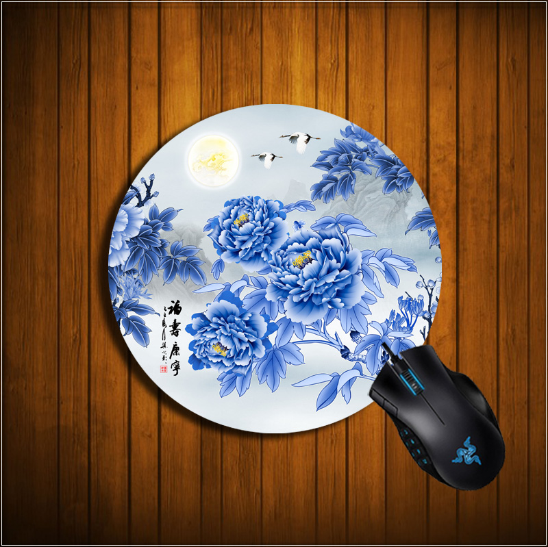 新星创意中国复古风工笔画荷花鼠标垫 古典国