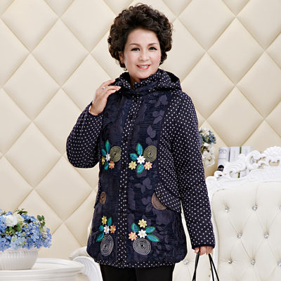中老年女装棉衣女中长款大码妈妈装中年妈妈冬装外套40-50岁棉服