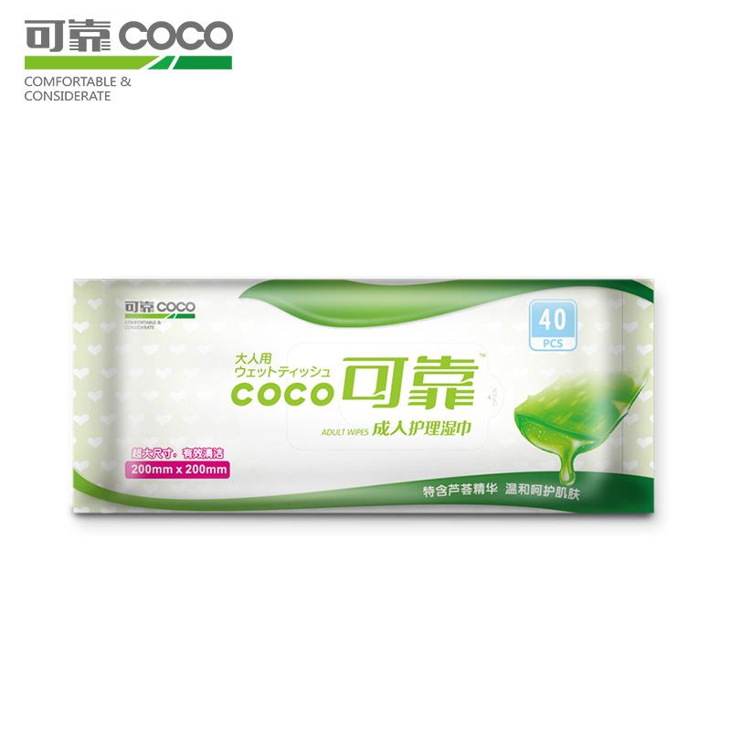 可靠成人专用护理湿巾200*200芦荟精华温和呵护肌肤湿纸巾40抽/包在类目 洗护清洁剂/卫生巾/纸/香薰, 纸品/湿巾, 湿巾中 - 来自Buy2taobao.com提供专业的淘宝代购服务