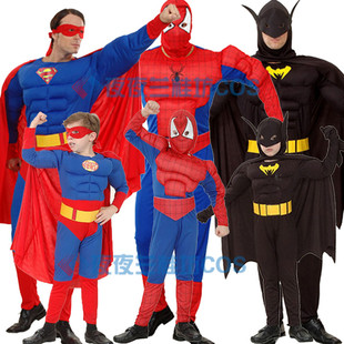 万圣节儿童服装小孩子蜘蛛侠/超人衣服/蝙蝠侠衣成人亲子服装