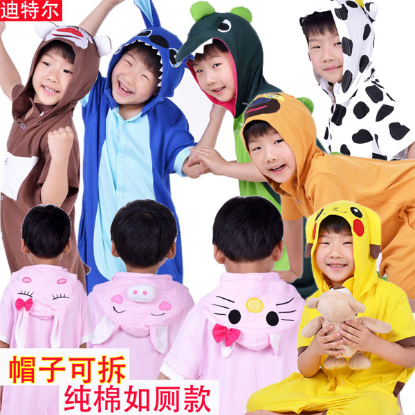 纯棉夏款短袖儿童卡通动物连体睡衣男童男孩恐龙兔子猫奶牛猪熊在类目 童装/婴儿装/亲子装, 连身衣/爬服/哈衣中 - 来自Buy2taobao.com提供专业的淘宝代购服务