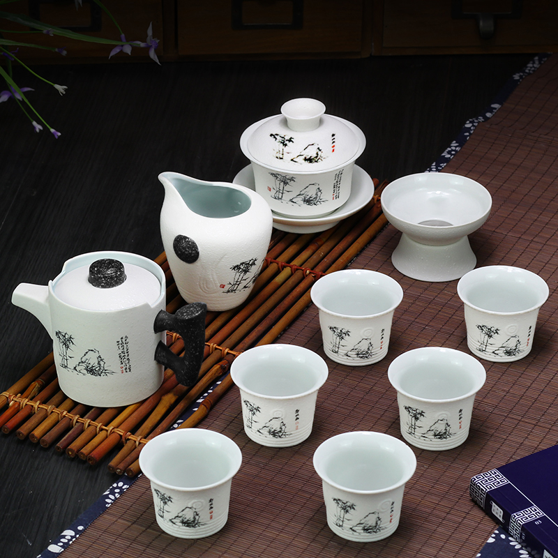 家用11头方圆陶瓷 功夫 茶具 套装 玻璃茶壶茶杯办公室泡茶器品茶|ruв категории посуда, чайный сервиз, набор чайный сервиз - от Buy2taobao.com для оказания профессиональной услуги покупки агента Taobao