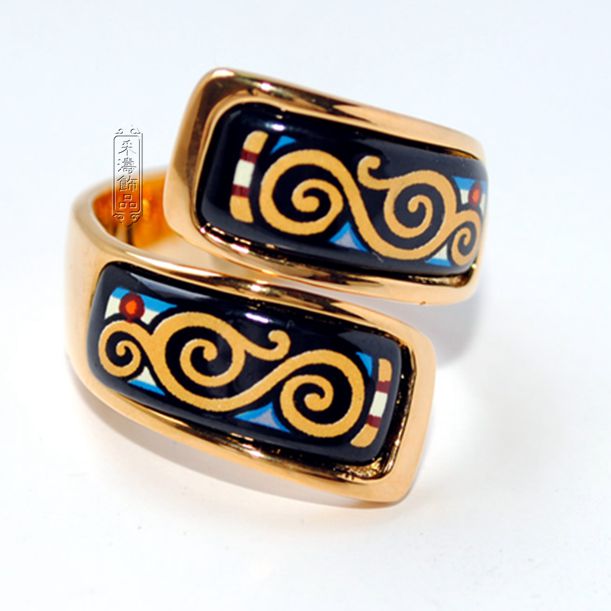 正品打折新景泰蓝珐琅戒指 s型指环王复古宫廷