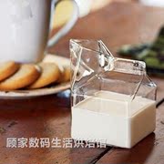 zakka创意半品脱牛奶盒玻璃杯 早餐牛奶杯 水杯 布丁杯果冻杯