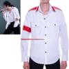 杰克逊演出服michaeljackson衬衣，cte刺绣白色，肩章衬衫mj服装服饰