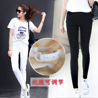 孕妇裤春秋打底长裤新款修身显瘦黑色小脚九分
