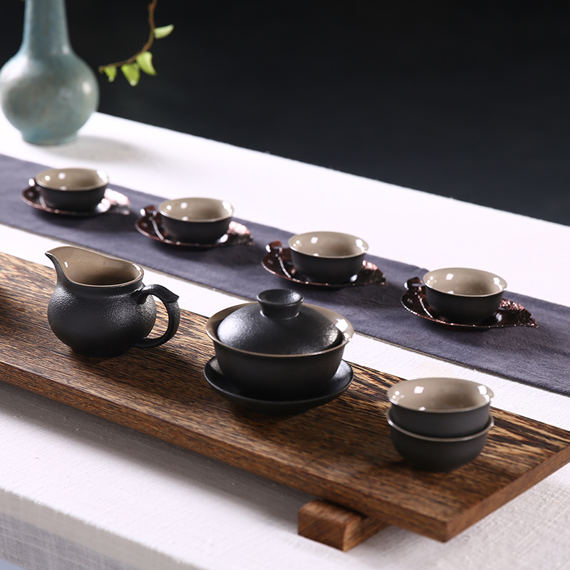 靳泓 黑陶瓷茶具套装 整套茶具 功夫茶具 粗陶盖碗绿茶杯在类目 餐饮具, 茶具, 功夫茶具中 - 来自Buy2taobao.com提供专业的淘宝代购服务