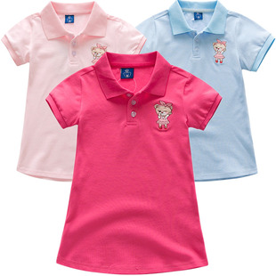 女童polo连衣裙小熊童装时尚夏装，韩版中小儿童裙子运动网球衫