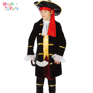 万圣节儿童演出服装，cosplay男童女童加勒比海盗杰克船长，表演衣服