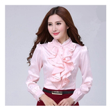 2015 summer wear new pattern OL Chiffon V Collar short sleeve shirt Korean version Sleeveless female Self-cultivation jacket Ruffles T-shirt Women's wear