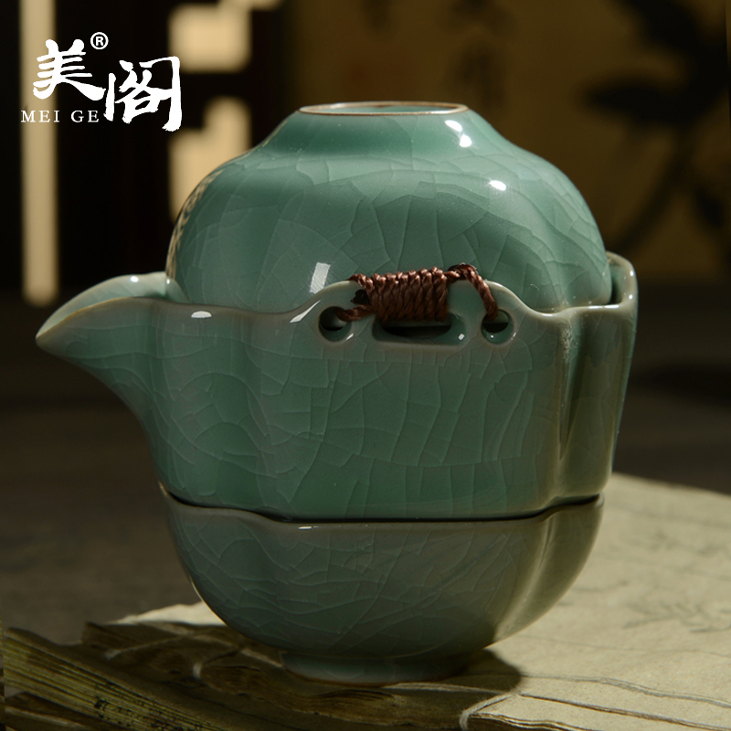 美阁 开片汝窑哥窑茶具套装 快客杯一壶二杯在类目 餐饮具, 茶具, 功夫茶具中 - 来自Buy2taobao.com提供专业的淘宝代购服务