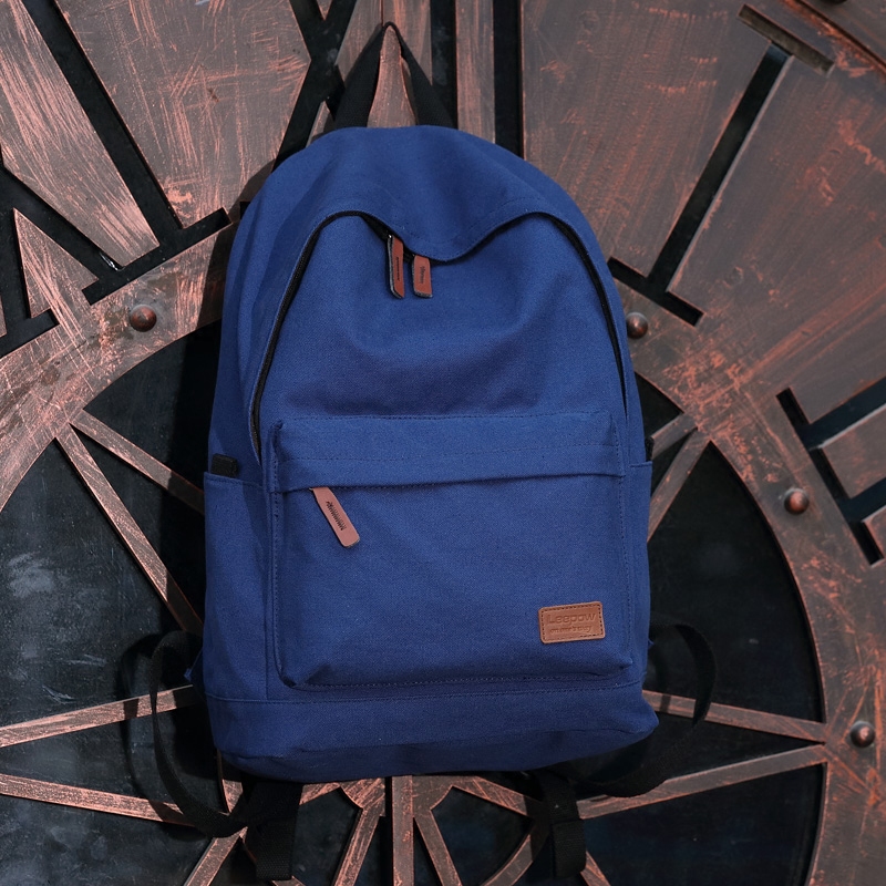 背包中学生书包男帆布纯色时尚潮旅行双肩包女