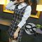 上下架计划:【美搭馆】2015冬装新品韩版女装白色衬衫式加厚加绒格子连衣裙