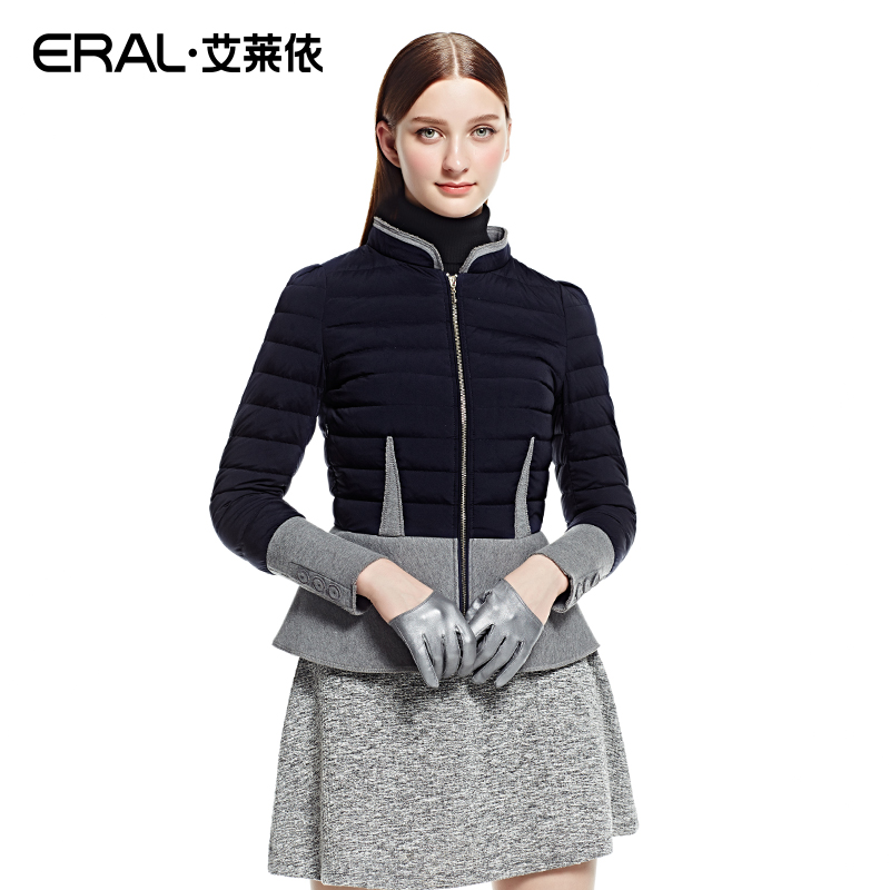 ERAL/艾莱依冬装韩版时尚撞色拼接短款修身羽绒服女羽绒衣潮2027D