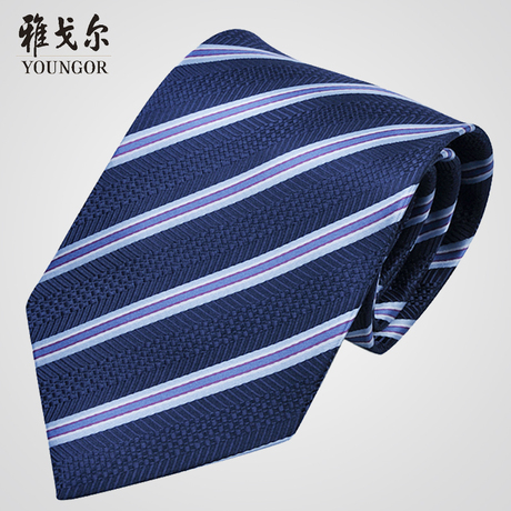 雅戈尔领带男正装商务 藏蓝色斜条纹领带礼盒装 职场商务PA707商品大图
