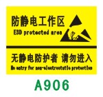 防静电工作区 无静电防护者 请勿进入	A906	PVC	30*40标识标示牌