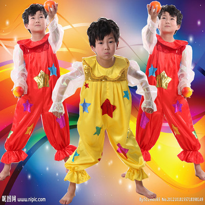 标题优化:新款六一儿童演出服幼儿舞蹈服小丑服小精灵现代表演服男包邮