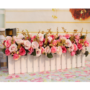 木栅栏套装仿真假花3050cm多款客厅摆放餐桌花艺装饰花绢花