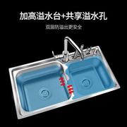 304不锈钢厨房水槽双槽一体成型加厚手工洗碗池洗菜盆套餐