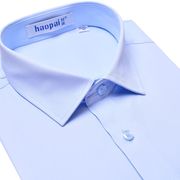 春季好派男士蓝衬衫职业装，长袖浅蓝色商务男装净面工装白衬衣(白衬衣)寸衣
