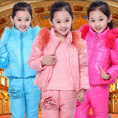 标题优化:童装女童套装加厚棉衣套装2014秋冬新款韩版儿童套装棉衣3件套