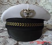白色网眼大盖帽男女军帽机师大檐帽船员保安治安海事平顶帽子