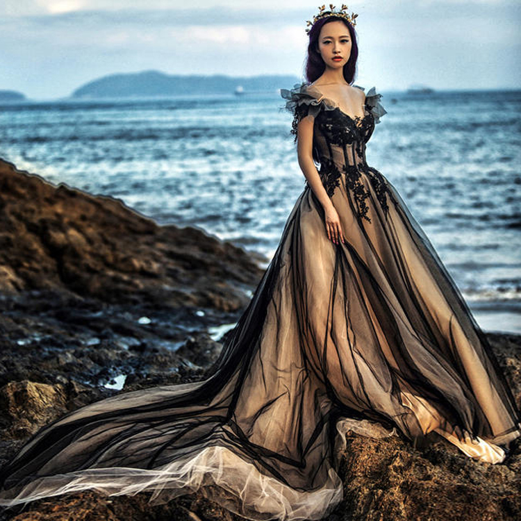 影楼主题服装 黑色性感艺术照海边拍照摄影婚纱礼服情侣写真G73|msdalam kategori Butik wanita / wanita, perkahwinan/Cheongsam/pakaian, perkahwinan - dari Buy2taobao.com untuk memberikan perkhidmatan ejen Taobao profesional membeli