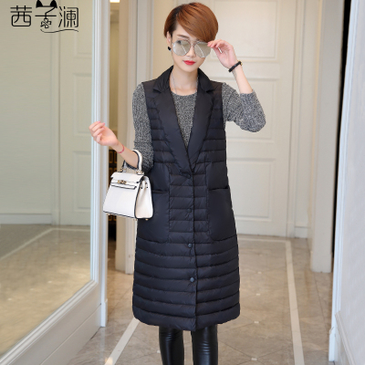 轻薄羽绒马甲女中长款2016秋冬韩版女装西装