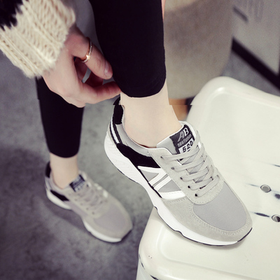 2017秋季新款韩版学生运动鞋女跑步鞋百搭平底休闲灰色旅游鞋子潮