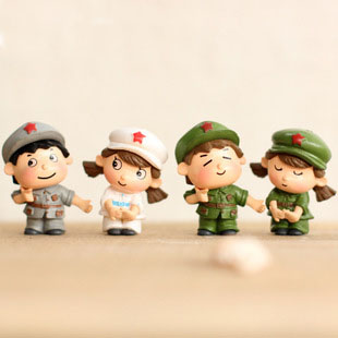 懒人儿苔藓微景观饰品 情侣军服兵哥哥妹妹公仔 DIY组装小摆件