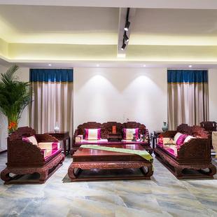东阳红木家具正宗非洲酸枝木，荷花宝座中式古典客厅沙发