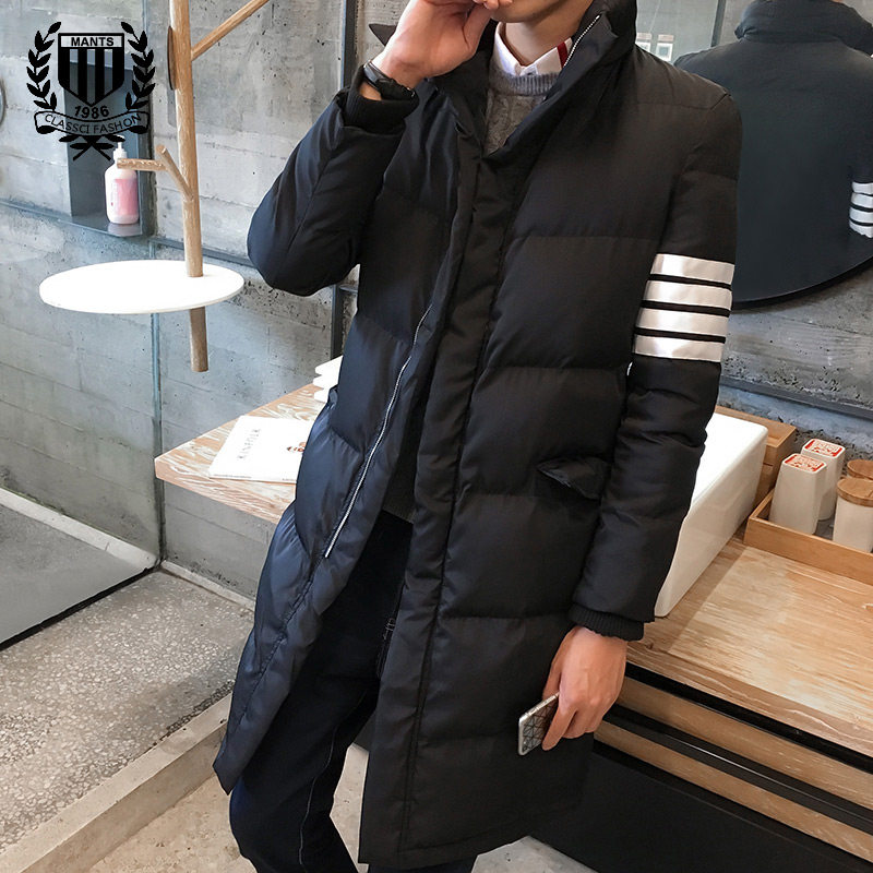 MTS冬季潮男士修身中长款棉衣 青年韩版休闲棉服大衣加厚立领外套