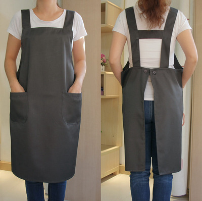 日系H型 涤棉男女兼用工作服花店咖啡店员服系带纽扣围裙A-522-3