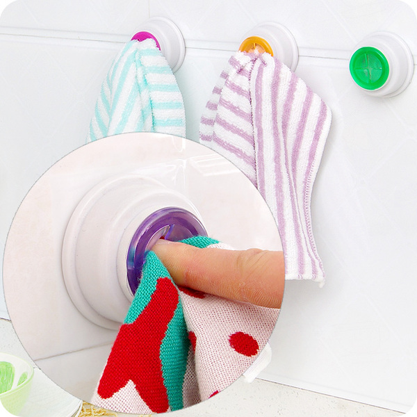 豆豆家居創意自粘多用抹布夾子 多色懶人毛巾掛鉤 抽取洗碗巾夾子