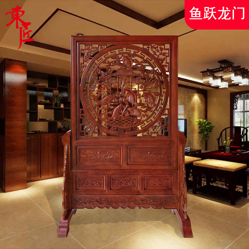 Promotion Dongyang wood carving to ground screen Two-sided Openwork Carp leaping Table plaque To fake something antique Entrance partition Background wallin the Residential furniture , Screen/Flower Window , Block screen category - from Buy2taobao.com to provide professional Taobao agent buy service