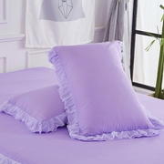韩版公主蕾丝花边枕套一对纯色荷叶边枕头保护套单双人