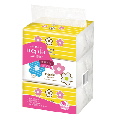 【天猫超市】妮飘抽取式纸巾/面纸抽纸 小花经济型 180抽*3P