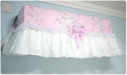 韩式粉色大花田园，挂式空调罩防尘罩纯棉布艺，韩式空调罩可