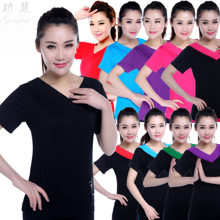 2019广场舞服装夏季新款上衣女式双V领短袖跳拉丁舞蹈练功服套装|msdalam kategori sukan/Yoga/kecergasan/bekalan peminat, Dance/Aerobik/Gymnastics, tarian Latin, Baju Tarian Latin - dari Buy2taobao.com untuk memberikan perkhidmatan ejen Taobao profesional membeli