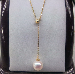 阿古屋akoya日本18k金海水(金海水)珍珠，项链锁骨链可调节项链