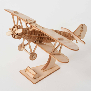 木质3d立体拼图木头拼装车飞机汽车动物模型，diy手工制作益智玩具