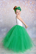 绿色九分蓬蓬裙女宝宝儿童舞台装芭蕾跳舞蹈拍照摄影纱短半身裙