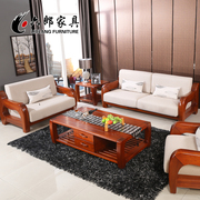 六郎海棠木实木沙发，新中式麻布木加布艺，沙发新中式客厅沙发组合