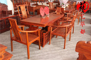 红木家具非洲黄花梨泡茶桌六件套实木茶台刺猬紫檀桌椅组合茶桌