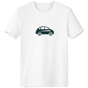 几何老爷车墨绿色剪影男女白色短袖T恤创意纪念衫个性T恤衫礼物